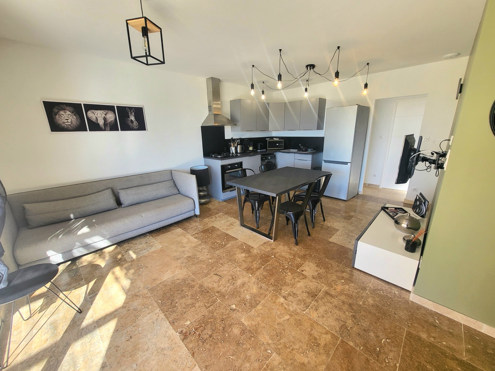 Living room and open kitchen